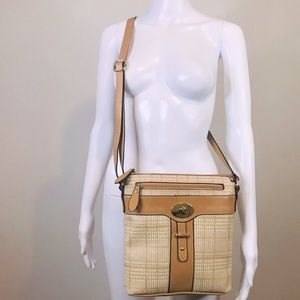 Giani Bernini Brown Tan VACHETTA PLAID Messenger Crossbody Shoulder Handbag